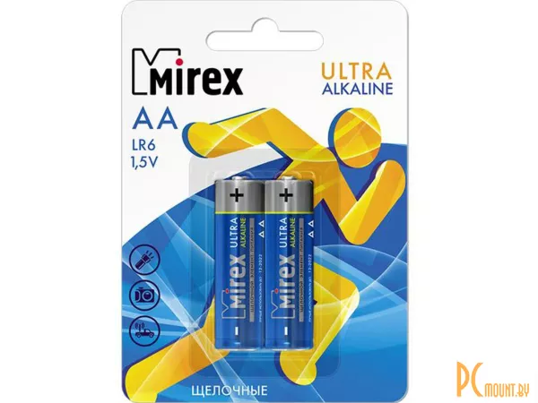 Батарея щелочная Mirex LR6 / AA 1.5V  2 шт (2/24/240), ecopack