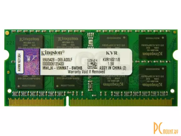 Память для ноутбука SODDR3, 8GB, PC12800 (1600MHz), Kingston KVR16S11/8